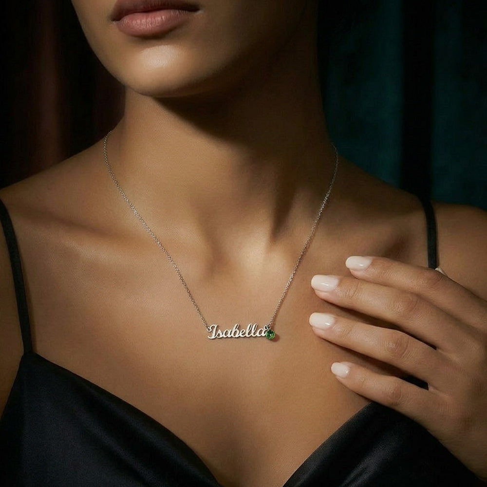 Birthstone Name Necklace