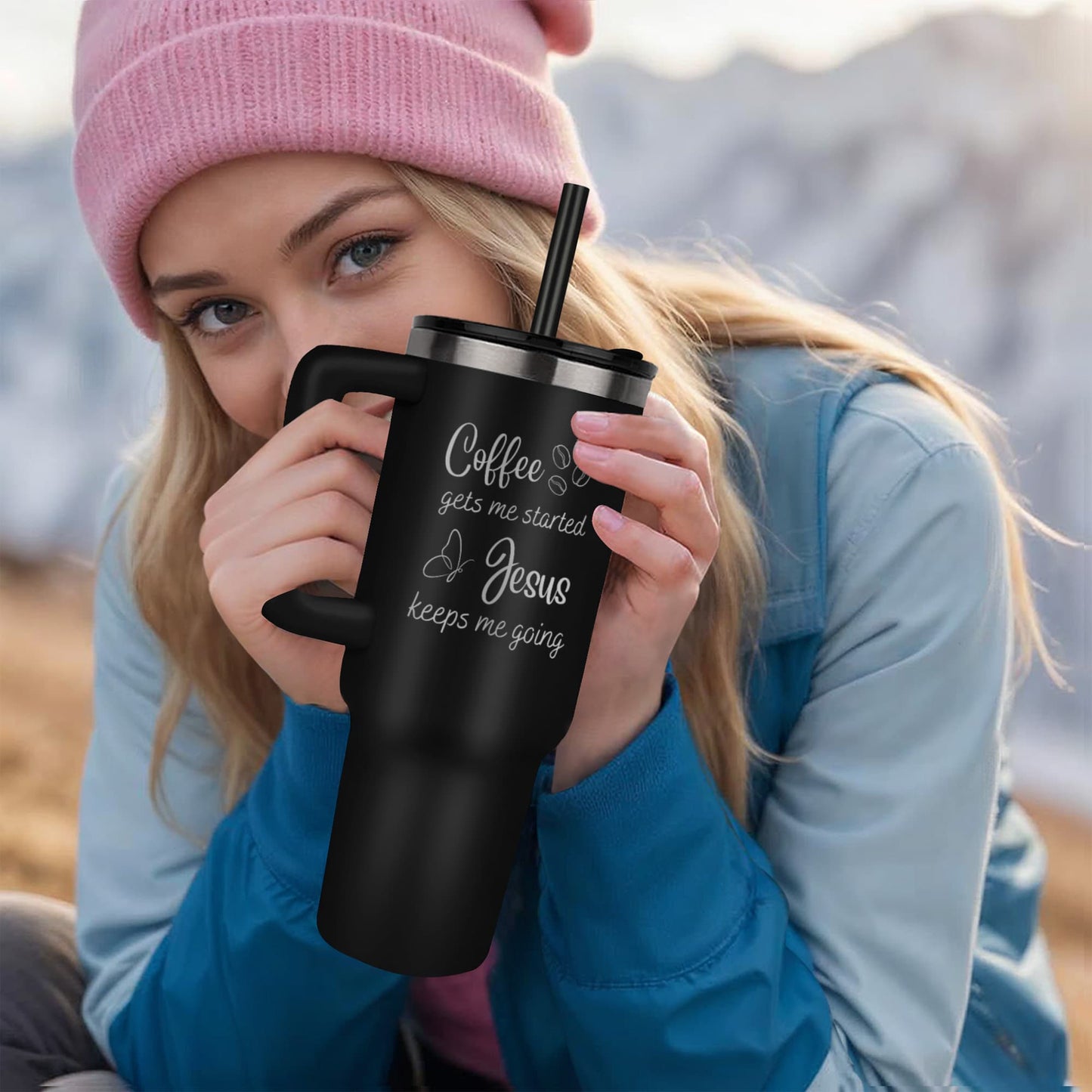 Coffee and Jesus Butterfly Tumbler