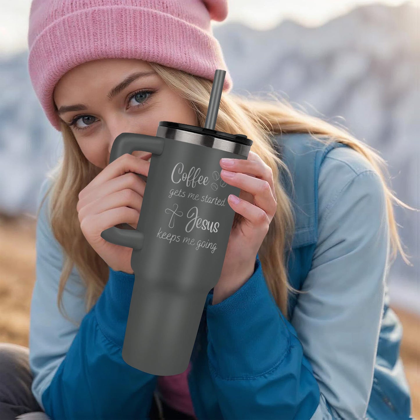 Coffee and Jesus Cross Tumbler