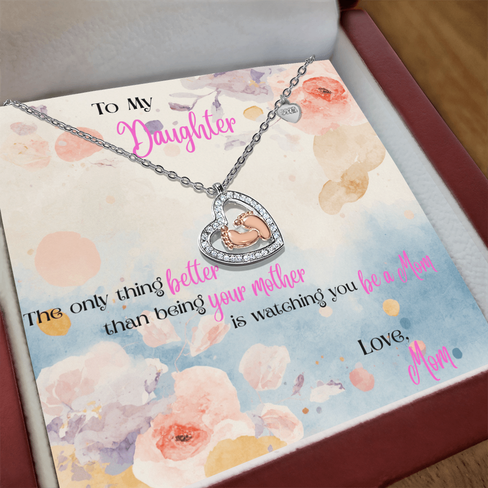 To My Daughter Baby Feet Necklace
