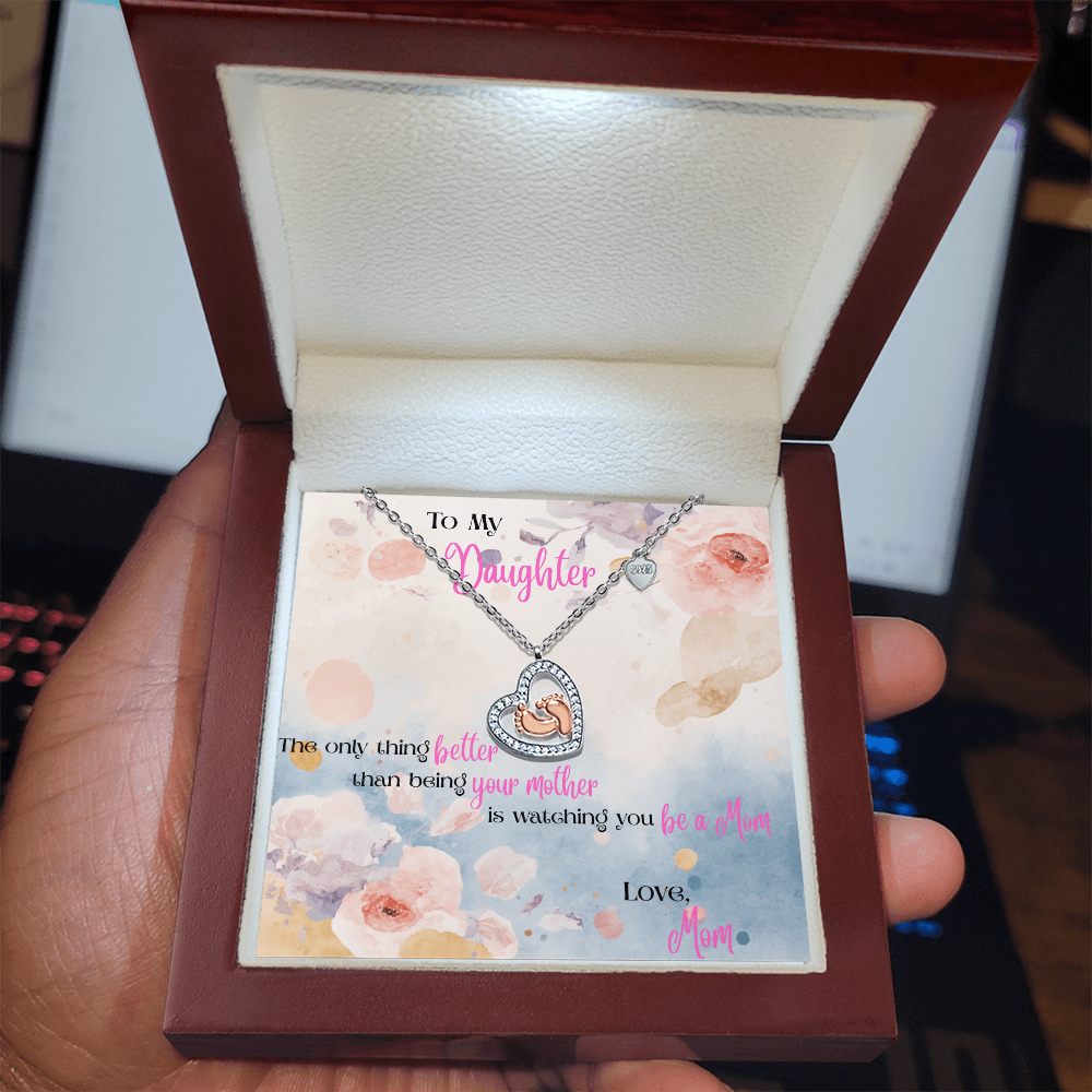 To My Daughter Baby Feet Necklace