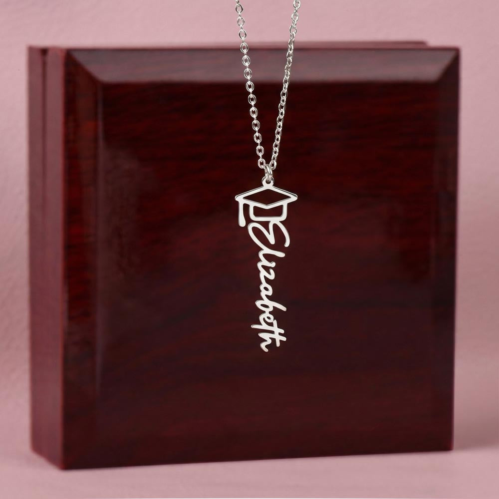 Gold Border Class of 2026 Name Necklace