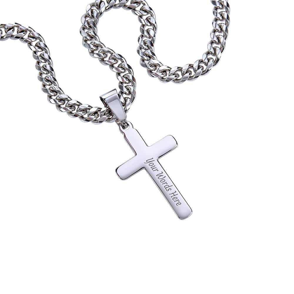 Personalized Cross with Cuban Link Chain For Confirmation, First Communion